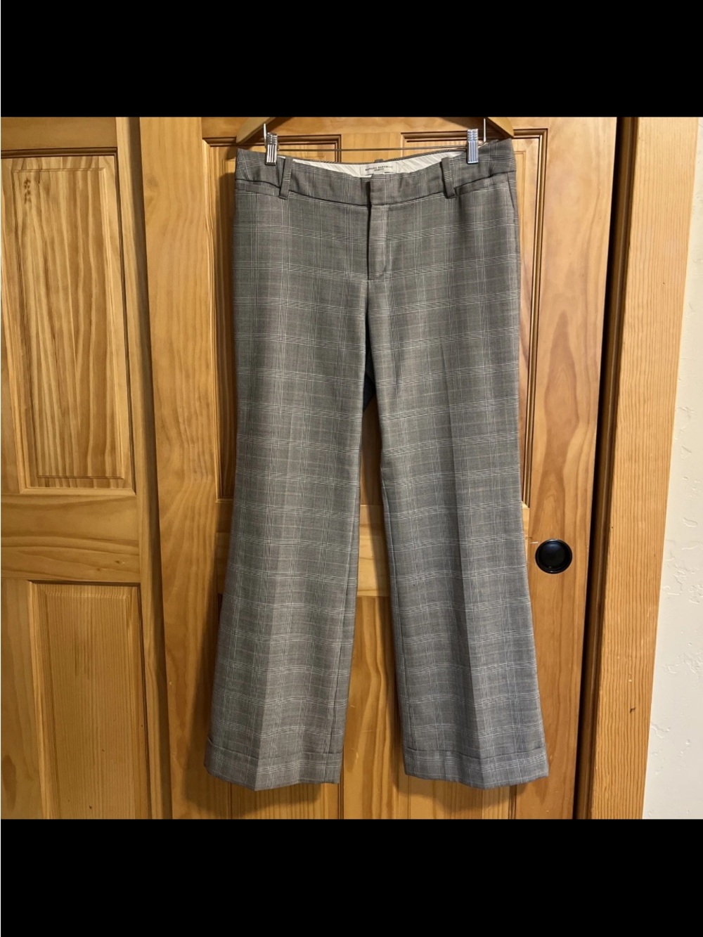 Banana Republic Ryan Fit Gray Plaid Lined  Boot-Cut Dress Pants 10 Wool Blend